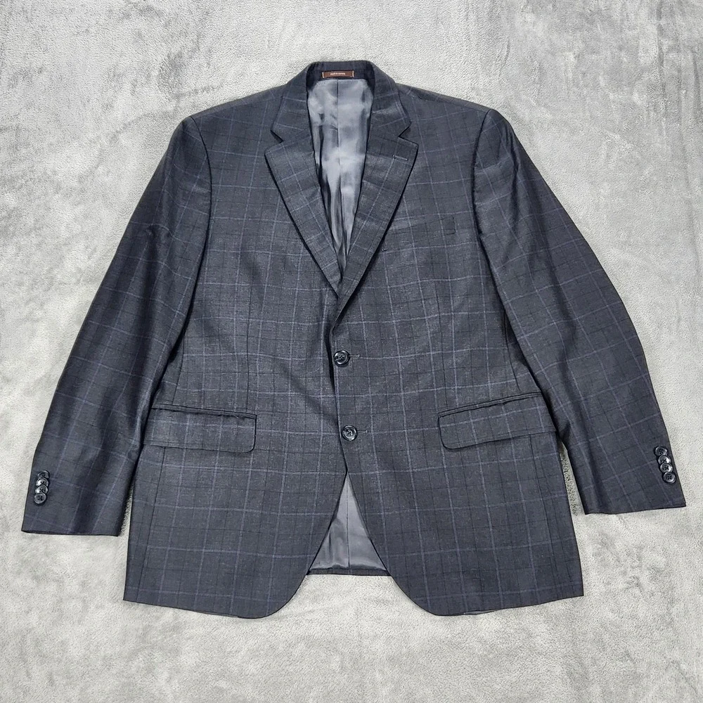 Peter Millar Blazer Mens 42R Gray Plaid Wool Made In Canada Sport Coat Jacket